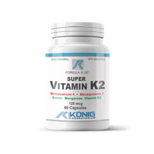 Integratore di Vitamina K2 con MK4 e MK7 per la salute delle ossa e del cuore, supporta il metabolismo del calcio e la prevenzione della calcificazione arteriosa.