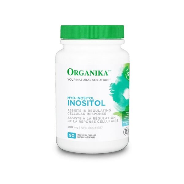 Integratore di inositolo in capsule, progettato per supportare il benessere ormonale e mentale. Il barattolo presenta un'etichetta informativa che evidenzia i benefici dell'inositolo