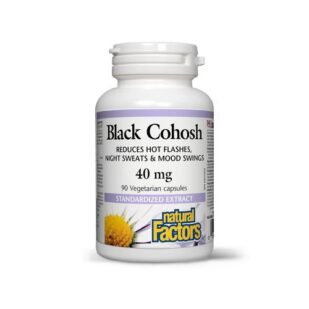 Confezione di integratore Black Cohosh (Cimicifuga Racemosa), supporto naturale per i disturbi della menopausa e l’equilibrio ormonale femminile.