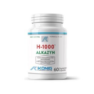 Confezione di integratore ALKAZYN-H-1000, formula alcalinizzante ad alto dosaggio per l’equilibrio acido-base e il benessere generale.