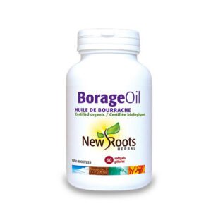 Flacone di Olio di Borragine Puro, integratore naturale ricco di acidi grassi essenziali per pelle, ormoni e benessere articolare.