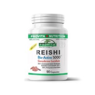 Confezione di integratore Reishi 5000, estratto concentrato di Fungo Reishi per supporto immunitario, antiossidante e benessere generale.