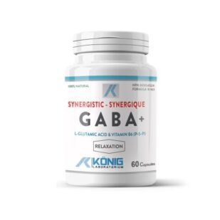 Confezione di integratore GABA con Vitamina B6, supporto naturale per rilassamento, umore e qualità del sonno.