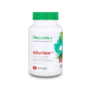 Confezione di integratore Goutrin, formulato per favorire il controllo naturale dei livelli di acido urico e il benessere articolare.