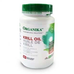 Flacone di Olio di Krill (Olio di Gamberetti), fonte naturale di Omega-3, fosfolipidi e astaxantina per cuore, cervello e articolazioni.