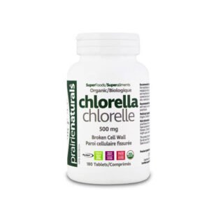 Confezione di integratore Clorella Bio a base di alga verde biologica, ideale per la depurazione e il benessere naturale.